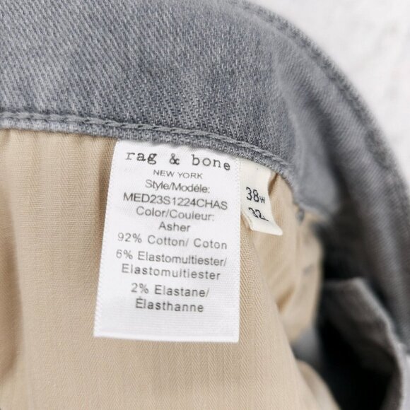 RAG & BONE Men's Jeans Fit 1 Skinny Asher Gray Cotton Blend Stretch Size 38x32 - Picture 7 of 9
